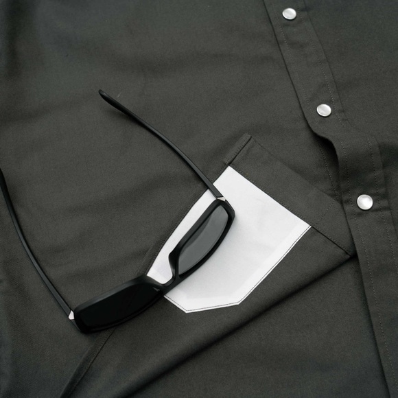 Poncho Men's Pearl Snap Flannel Shirt The Laramie Dark Green Fishing Cabin Core - Picture 8 of 15